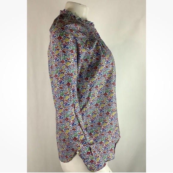 J Crew Liberty Fabric Sz 0 Mock Neck Top In Ditsy Floral Print Multicolor - Picture 3 of 5
